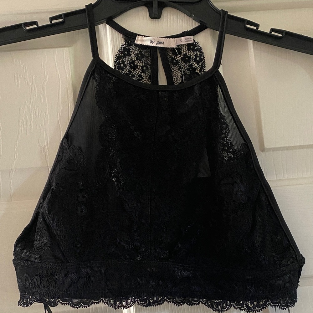 Black Lace Halter Bra